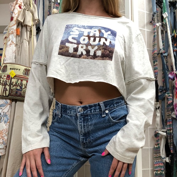 STAY COUNTRY long-sleeves cropped tee - Picture 2 of 5